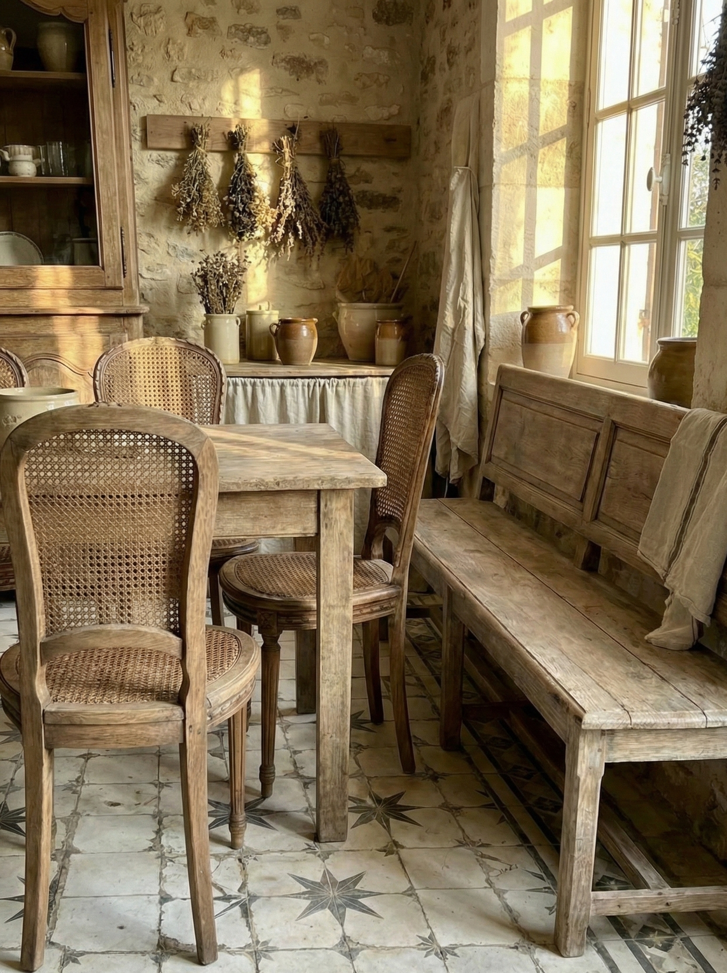 Sillas Antiguas roble y rejilla