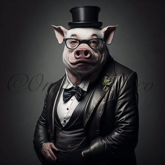 Pierce The Smart Pig - Ilustración en papel fotográfico