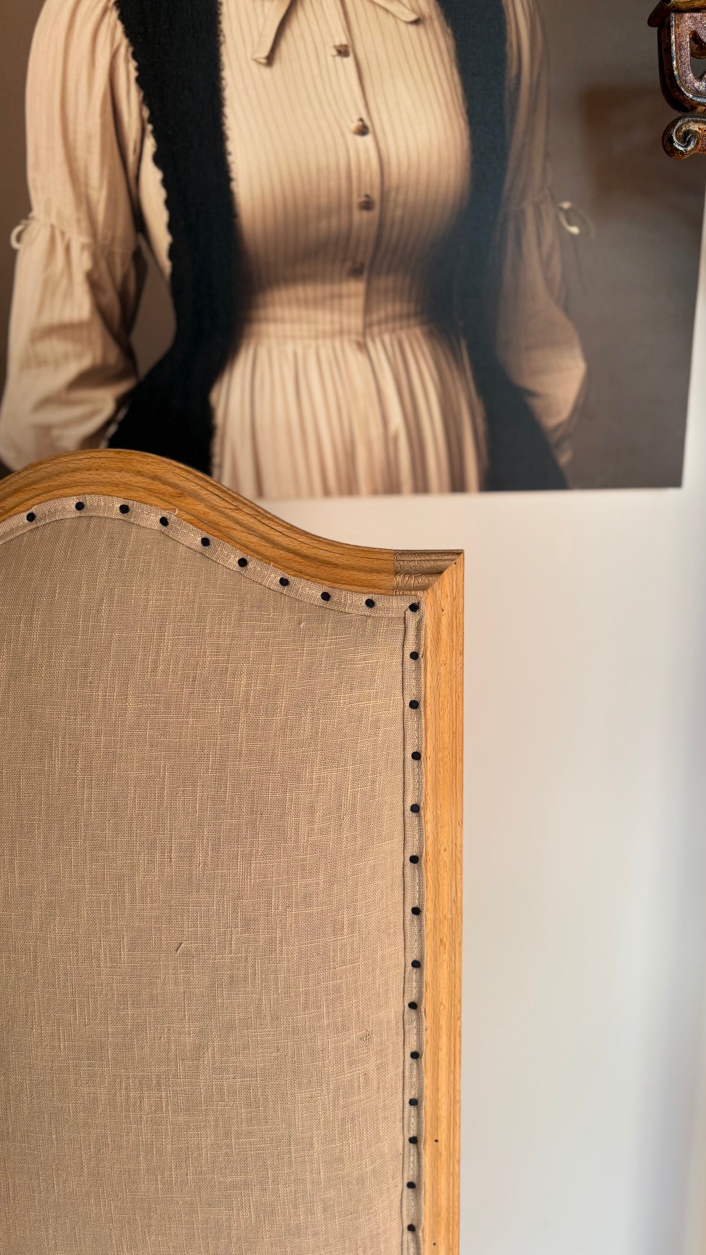 Sillas Antiguas roble y lino lavado antiguo