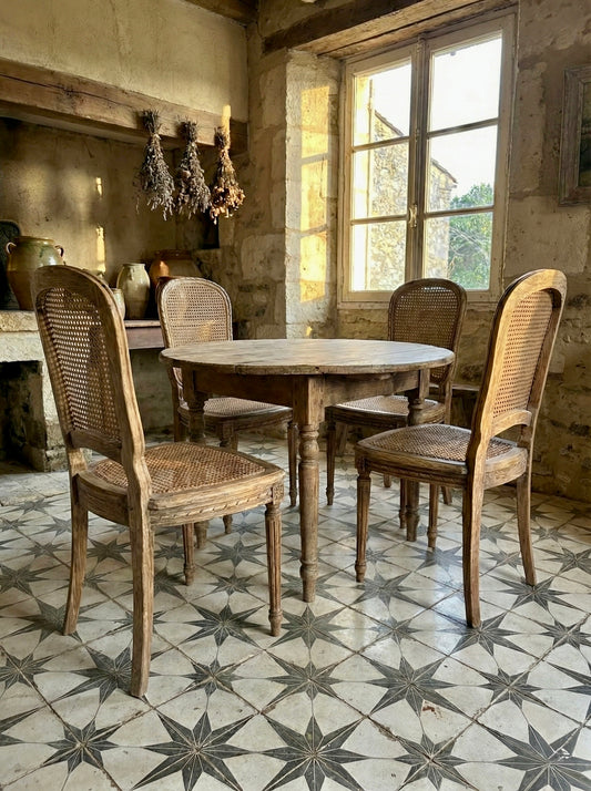 Sillas Antiguas roble y rejilla